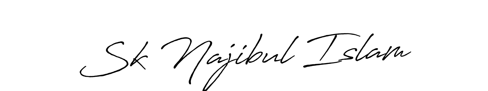 How to make Sk Najibul Islam name signature. Use Antro_Vectra_Bolder style for creating short signs online. This is the latest handwritten sign. Sk Najibul Islam signature style 7 images and pictures png
