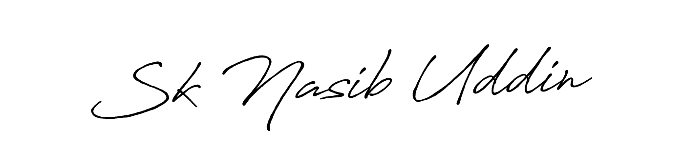 Create a beautiful signature design for name Sk Nasib Uddin. With this signature (Antro_Vectra_Bolder) fonts, you can make a handwritten signature for free. Sk Nasib Uddin signature style 7 images and pictures png
