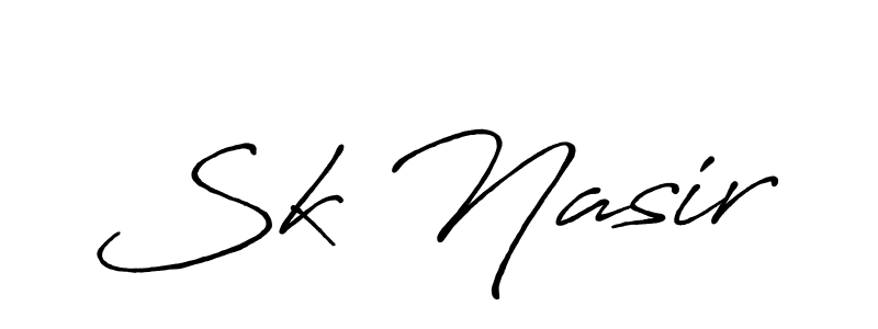 How to make Sk Nasir name signature. Use Antro_Vectra_Bolder style for creating short signs online. This is the latest handwritten sign. Sk Nasir signature style 7 images and pictures png