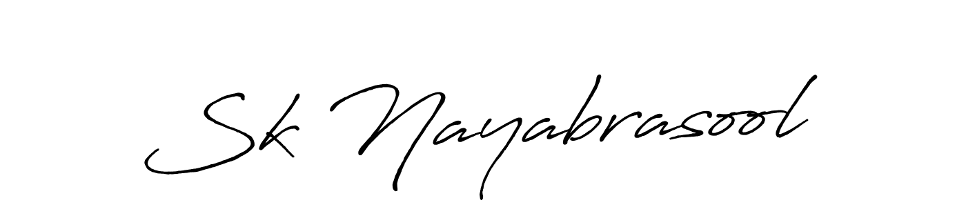 Create a beautiful signature design for name Sk Nayabrasool. With this signature (Antro_Vectra_Bolder) fonts, you can make a handwritten signature for free. Sk Nayabrasool signature style 7 images and pictures png