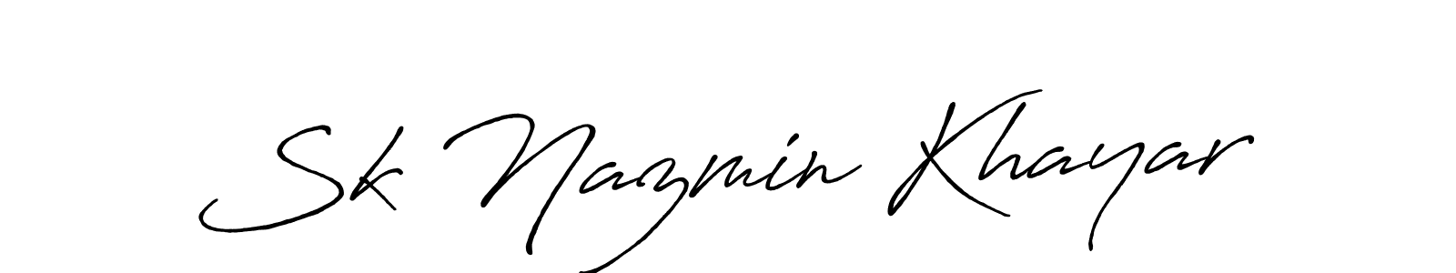 Create a beautiful signature design for name Sk Nazmin Khayar. With this signature (Antro_Vectra_Bolder) fonts, you can make a handwritten signature for free. Sk Nazmin Khayar signature style 7 images and pictures png