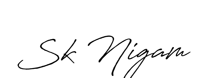 Sk Nigam stylish signature style. Best Handwritten Sign (Antro_Vectra_Bolder) for my name. Handwritten Signature Collection Ideas for my name Sk Nigam. Sk Nigam signature style 7 images and pictures png