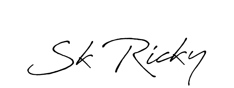 Use a signature maker to create a handwritten signature online. With this signature software, you can design (Antro_Vectra_Bolder) your own signature for name Sk Ricky. Sk Ricky signature style 7 images and pictures png