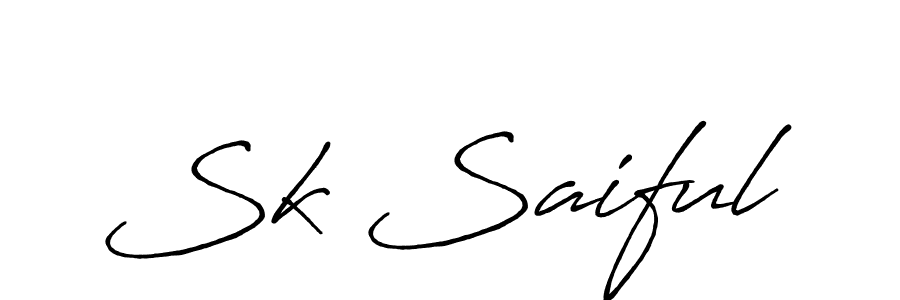 How to make Sk Saiful name signature. Use Antro_Vectra_Bolder style for creating short signs online. This is the latest handwritten sign. Sk Saiful signature style 7 images and pictures png