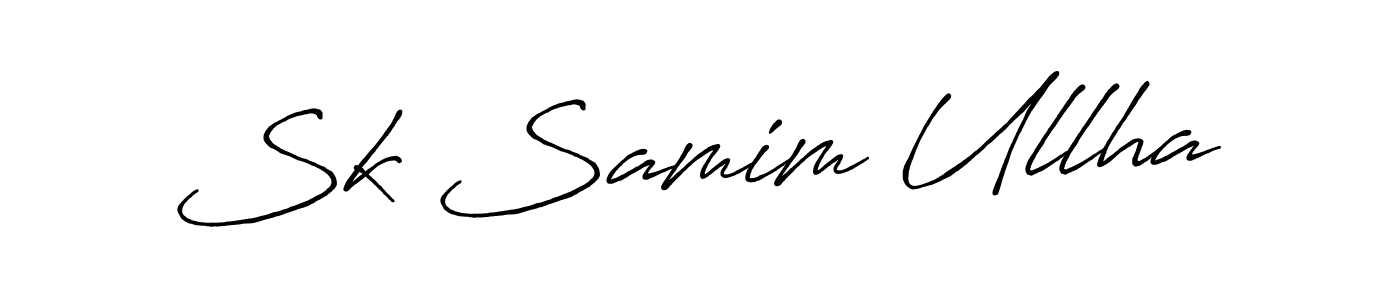 How to make Sk Samim Ullha name signature. Use Antro_Vectra_Bolder style for creating short signs online. This is the latest handwritten sign. Sk Samim Ullha signature style 7 images and pictures png