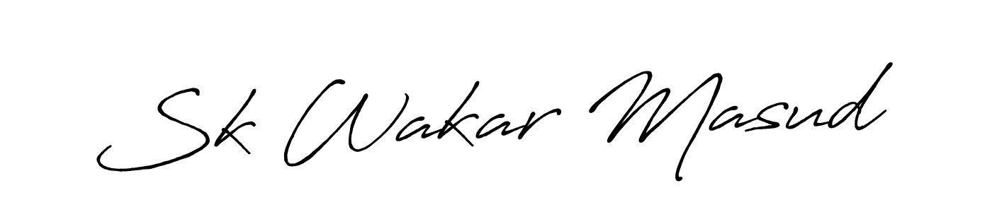 How to make Sk Wakar Masud name signature. Use Antro_Vectra_Bolder style for creating short signs online. This is the latest handwritten sign. Sk Wakar Masud signature style 7 images and pictures png