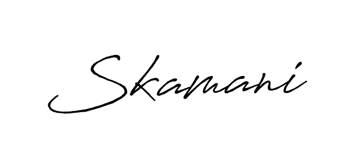 Create a beautiful signature design for name Skamani. With this signature (Antro_Vectra_Bolder) fonts, you can make a handwritten signature for free. Skamani signature style 7 images and pictures png
