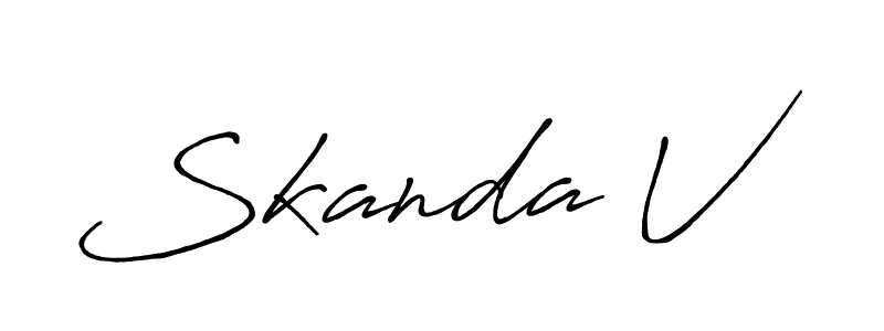 Create a beautiful signature design for name Skanda V. With this signature (Antro_Vectra_Bolder) fonts, you can make a handwritten signature for free. Skanda V signature style 7 images and pictures png