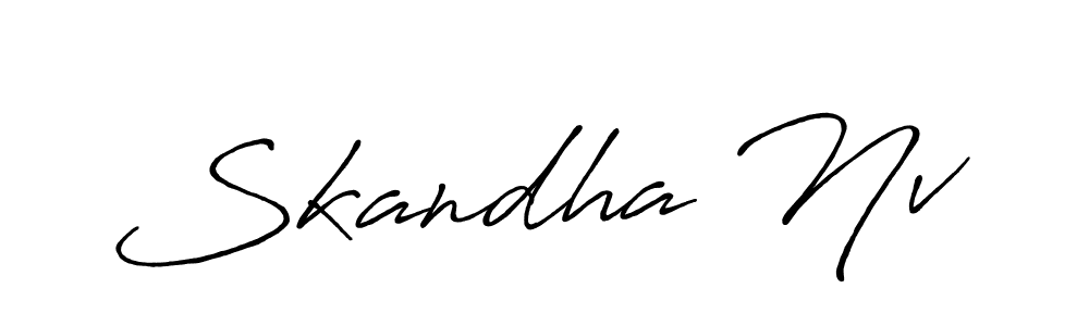 Make a beautiful signature design for name Skandha Nv. With this signature (Antro_Vectra_Bolder) style, you can create a handwritten signature for free. Skandha Nv signature style 7 images and pictures png