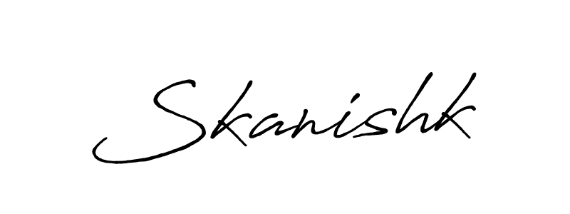 Use a signature maker to create a handwritten signature online. With this signature software, you can design (Antro_Vectra_Bolder) your own signature for name Skanishk. Skanishk signature style 7 images and pictures png