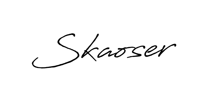 Use a signature maker to create a handwritten signature online. With this signature software, you can design (Antro_Vectra_Bolder) your own signature for name Skaoser. Skaoser signature style 7 images and pictures png