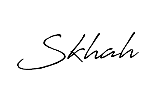 How to make Skhah name signature. Use Antro_Vectra_Bolder style for creating short signs online. This is the latest handwritten sign. Skhah signature style 7 images and pictures png
