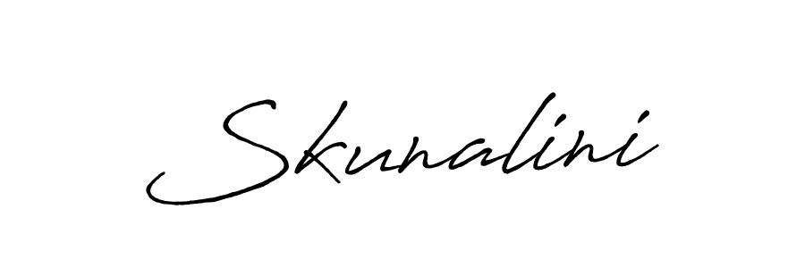 You should practise on your own different ways (Antro_Vectra_Bolder) to write your name (Skunalini) in signature. don't let someone else do it for you. Skunalini signature style 7 images and pictures png