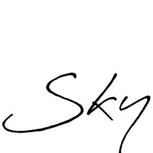 How to make Sky signature? Antro_Vectra_Bolder is a professional autograph style. Create handwritten signature for Sky name. Sky signature style 7 images and pictures png