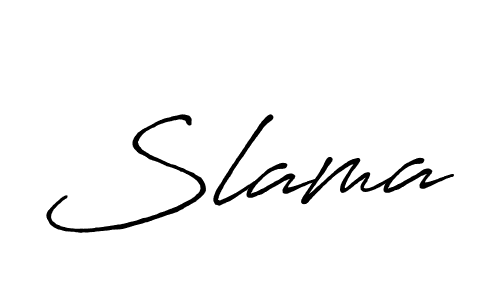 Use a signature maker to create a handwritten signature online. With this signature software, you can design (Antro_Vectra_Bolder) your own signature for name Slama. Slama signature style 7 images and pictures png