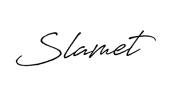 How to make Slamet name signature. Use Antro_Vectra_Bolder style for creating short signs online. This is the latest handwritten sign. Slamet signature style 7 images and pictures png