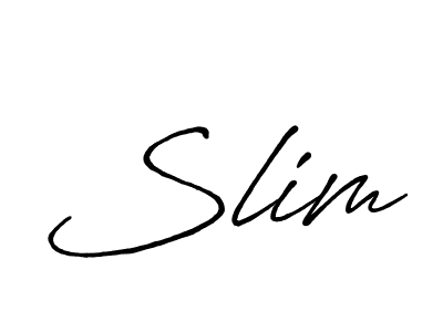 Make a beautiful signature design for name Slim. With this signature (Antro_Vectra_Bolder) style, you can create a handwritten signature for free. Slim signature style 7 images and pictures png
