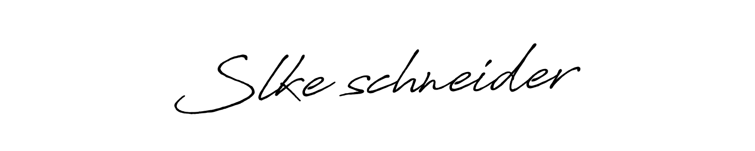 Create a beautiful signature design for name Slke schneider. With this signature (Antro_Vectra_Bolder) fonts, you can make a handwritten signature for free. Slke schneider signature style 7 images and pictures png