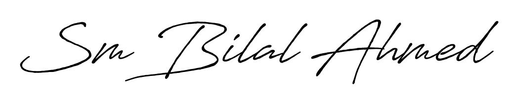 The Antro_Vectra_Bolder font gives name Sm Bilal Ahmed a signature that looks effortless yet distinguished. Download high-res PNG instantly. Sm Bilal Ahmed signature style 7 images and pictures png