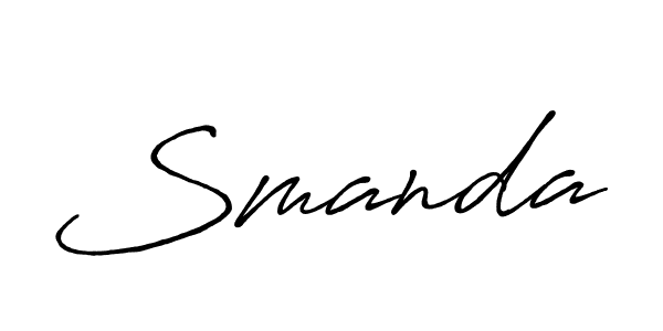 How to make Smanda name signature. Use Antro_Vectra_Bolder style for creating short signs online. This is the latest handwritten sign. Smanda signature style 7 images and pictures png