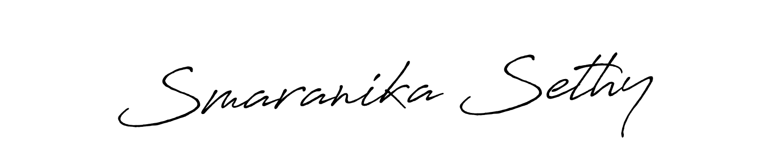 The best way (Antro_Vectra_Bolder) to make a short signature is to pick only two or three words in your name. The name Smaranika Sethy include a total of six letters. For converting this name. Smaranika Sethy signature style 7 images and pictures png