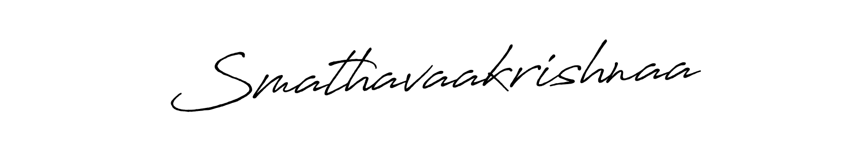 You should practise on your own different ways (Antro_Vectra_Bolder) to write your name (Smathavaakrishnaa) in signature. don't let someone else do it for you. Smathavaakrishnaa signature style 7 images and pictures png