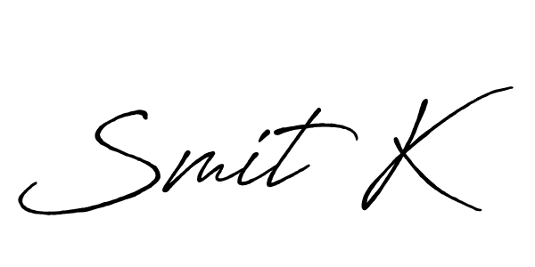 Similarly Antro_Vectra_Bolder is the best handwritten signature design. Signature creator online .You can use it as an online autograph creator for name Smit K. Smit K signature style 7 images and pictures png