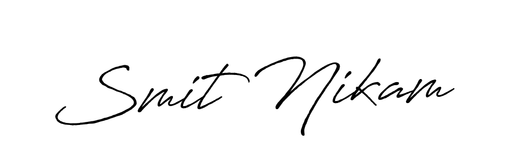 How to make Smit Nikam name signature. Use Antro_Vectra_Bolder style for creating short signs online. This is the latest handwritten sign. Smit Nikam signature style 7 images and pictures png