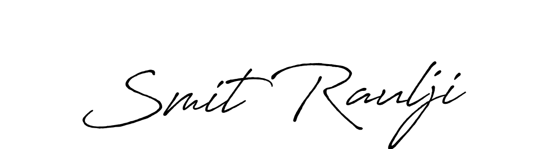 The best way (Antro_Vectra_Bolder) to make a short signature is to pick only two or three words in your name. The name Smit Raulji include a total of six letters. For converting this name. Smit Raulji signature style 7 images and pictures png