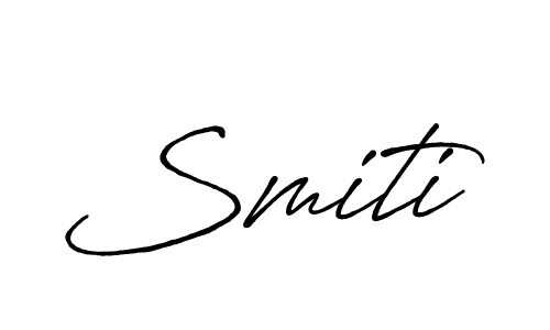 Use a signature maker to create a handwritten signature online. With this signature software, you can design (Antro_Vectra_Bolder) your own signature for name Smiti. Smiti signature style 7 images and pictures png