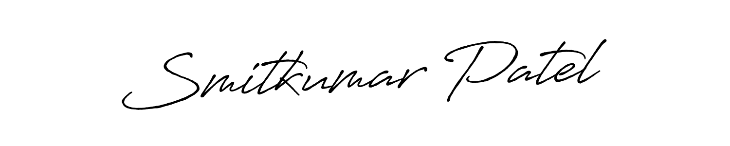 Make a beautiful signature design for name Smitkumar Patel. With this signature (Antro_Vectra_Bolder) style, you can create a handwritten signature for free. Smitkumar Patel signature style 7 images and pictures png