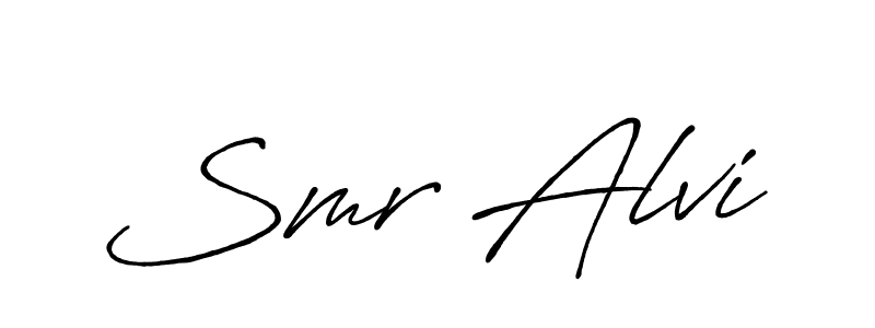 The best way (Antro_Vectra_Bolder) to make a short signature is to pick only two or three words in your name. The name Smr Alvi include a total of six letters. For converting this name. Smr Alvi signature style 7 images and pictures png
