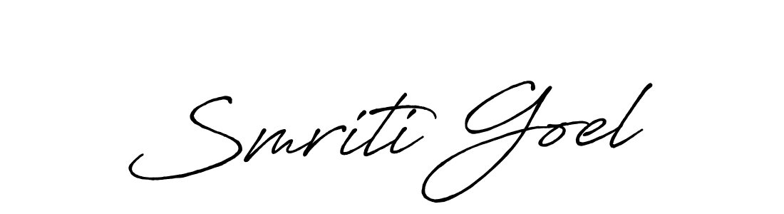 Smriti Goel stylish signature style. Best Handwritten Sign (Antro_Vectra_Bolder) for my name. Handwritten Signature Collection Ideas for my name Smriti Goel. Smriti Goel signature style 7 images and pictures png