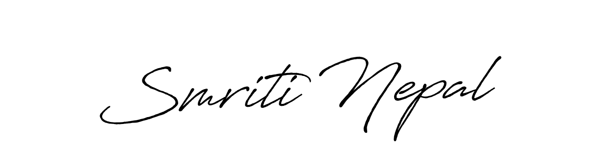 Use a signature maker to create a handwritten signature online. With this signature software, you can design (Antro_Vectra_Bolder) your own signature for name Smriti Nepal. Smriti Nepal signature style 7 images and pictures png