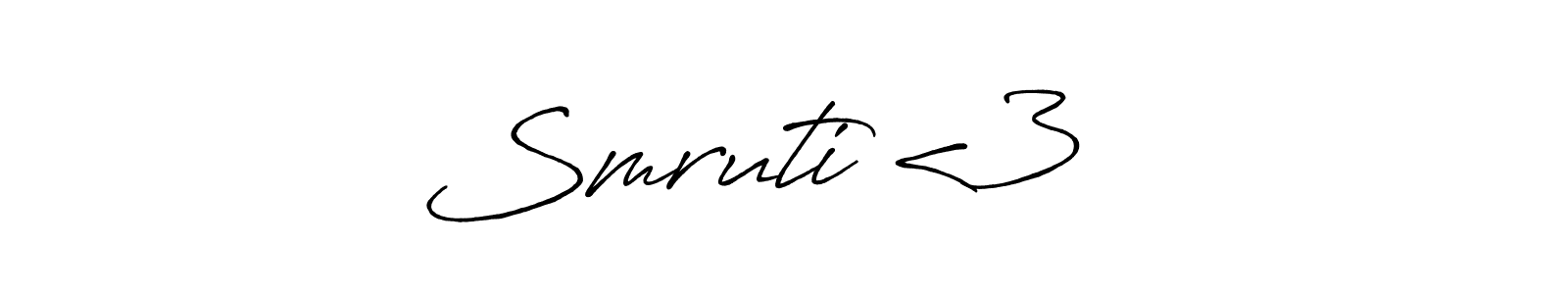 Also we have Smruti <3 ♥️ name is the best signature style. Create professional handwritten signature collection using Antro_Vectra_Bolder autograph style. Smruti <3 ♥️ signature style 7 images and pictures png