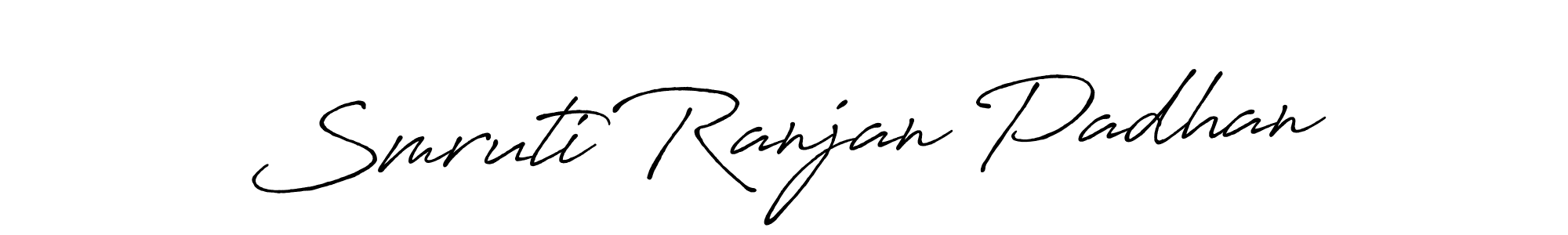 The best way (Antro_Vectra_Bolder) to make a short signature is to pick only two or three words in your name. The name Smruti Ranjan Padhan include a total of six letters. For converting this name. Smruti Ranjan Padhan signature style 7 images and pictures png