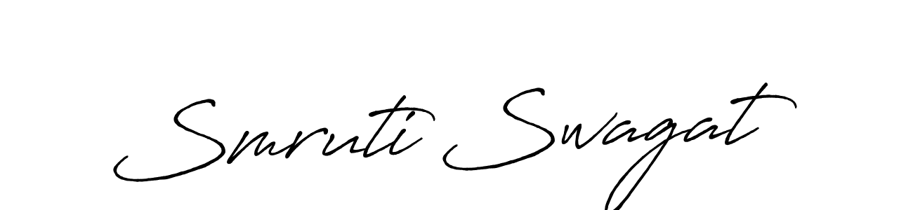 Also we have Smruti Swagat name is the best signature style. Create professional handwritten signature collection using Antro_Vectra_Bolder autograph style. Smruti Swagat signature style 7 images and pictures png