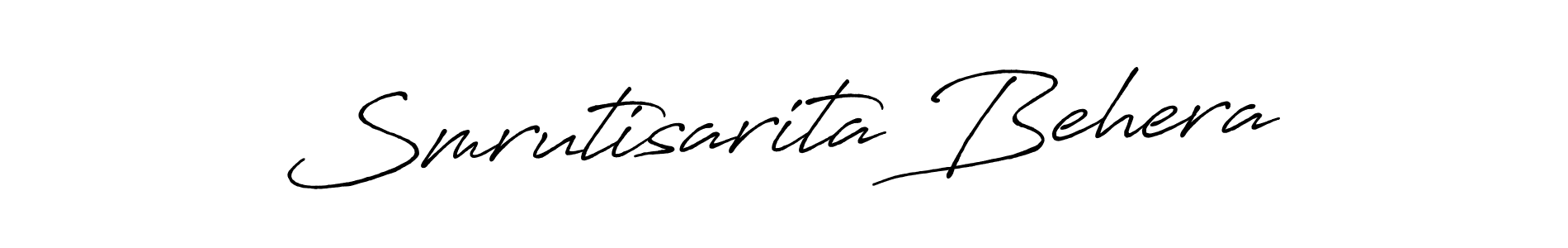 How to make Smrutisarita Behera name signature. Use Antro_Vectra_Bolder style for creating short signs online. This is the latest handwritten sign. Smrutisarita Behera signature style 7 images and pictures png