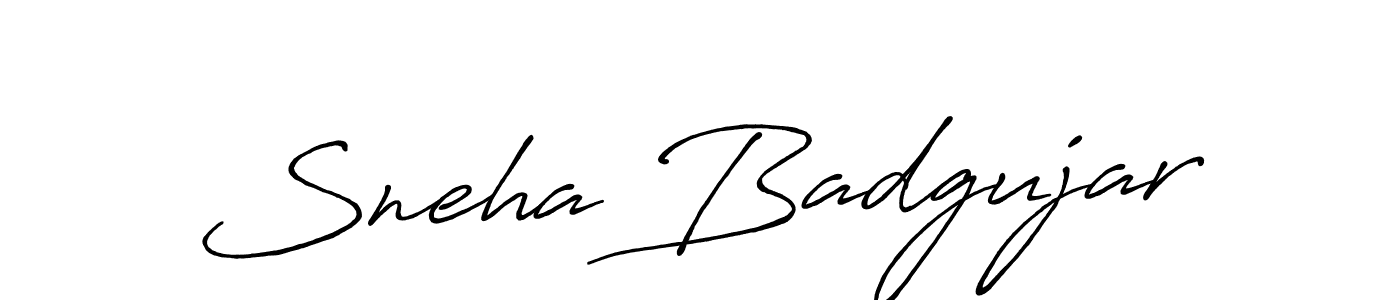 Create a beautiful signature design for name Sneha Badgujar. With this signature (Antro_Vectra_Bolder) fonts, you can make a handwritten signature for free. Sneha Badgujar signature style 7 images and pictures png