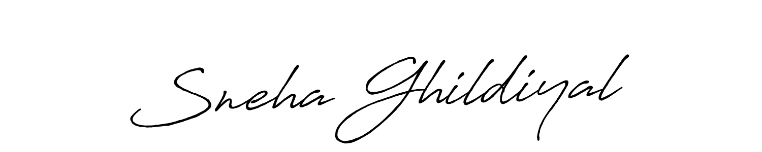 How to make Sneha Ghildiyal name signature. Use Antro_Vectra_Bolder style for creating short signs online. This is the latest handwritten sign. Sneha Ghildiyal signature style 7 images and pictures png