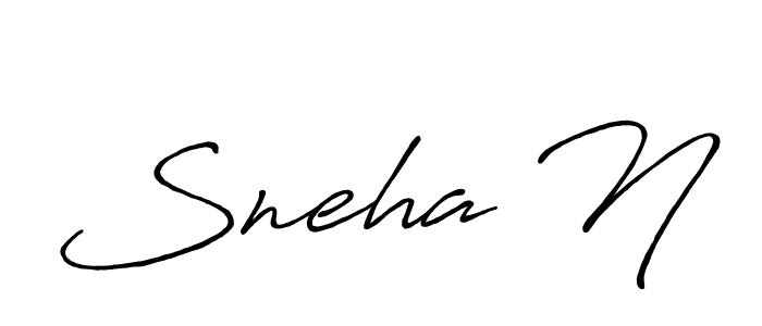 How to make Sneha N name signature. Use Antro_Vectra_Bolder style for creating short signs online. This is the latest handwritten sign. Sneha N signature style 7 images and pictures png