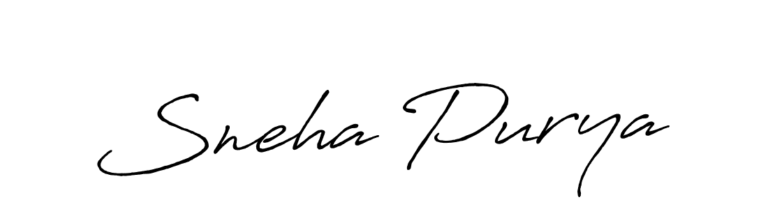 Make a beautiful signature design for name Sneha Purya. With this signature (Antro_Vectra_Bolder) style, you can create a handwritten signature for free. Sneha Purya signature style 7 images and pictures png