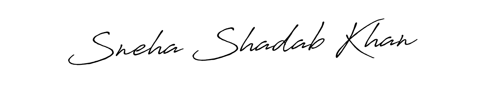 How to make Sneha Shadab Khan name signature. Use Antro_Vectra_Bolder style for creating short signs online. This is the latest handwritten sign. Sneha Shadab Khan signature style 7 images and pictures png