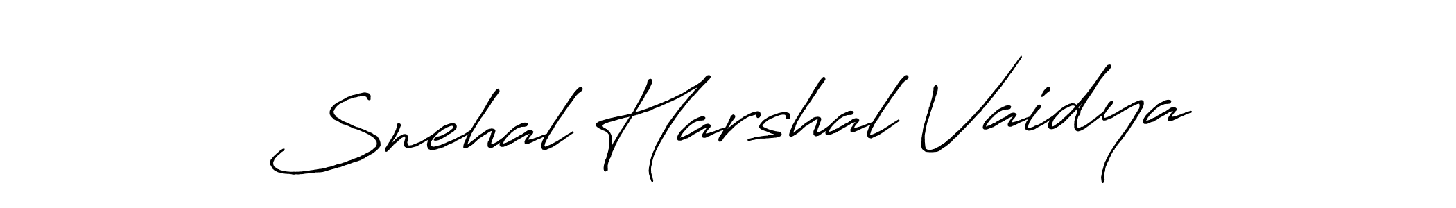 The best way (Antro_Vectra_Bolder) to make a short signature is to pick only two or three words in your name. The name Snehal Harshal Vaidya include a total of six letters. For converting this name. Snehal Harshal Vaidya signature style 7 images and pictures png