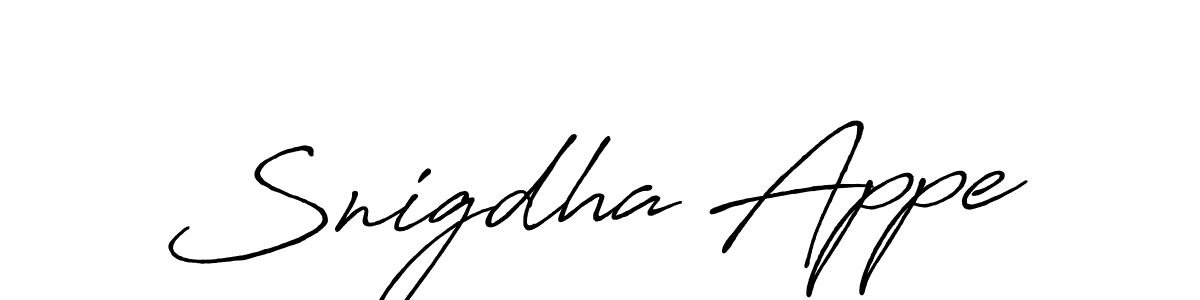 Antro_Vectra_Bolder is a professional signature style that is perfect for those who want to add a touch of class to their signature. It is also a great choice for those who want to make their signature more unique. Get Snigdha Appe name to fancy signature for free. Snigdha Appe signature style 7 images and pictures png