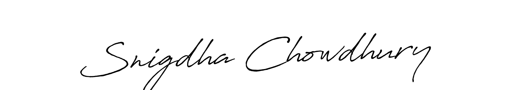 Create a beautiful signature design for name Snigdha Chowdhury. With this signature (Antro_Vectra_Bolder) fonts, you can make a handwritten signature for free. Snigdha Chowdhury signature style 7 images and pictures png