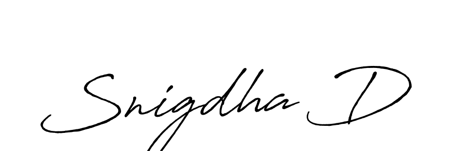 Make a beautiful signature design for name Snigdha D. With this signature (Antro_Vectra_Bolder) style, you can create a handwritten signature for free. Snigdha D signature style 7 images and pictures png