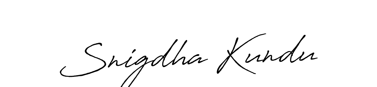 How to make Snigdha Kundu name signature. Use Antro_Vectra_Bolder style for creating short signs online. This is the latest handwritten sign. Snigdha Kundu signature style 7 images and pictures png