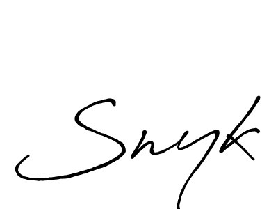 Make a beautiful signature design for name Snyk. With this signature (Antro_Vectra_Bolder) style, you can create a handwritten signature for free. Snyk signature style 7 images and pictures png