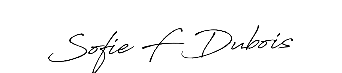 How to make Sofie F Dubois name signature. Use Antro_Vectra_Bolder style for creating short signs online. This is the latest handwritten sign. Sofie F Dubois signature style 7 images and pictures png